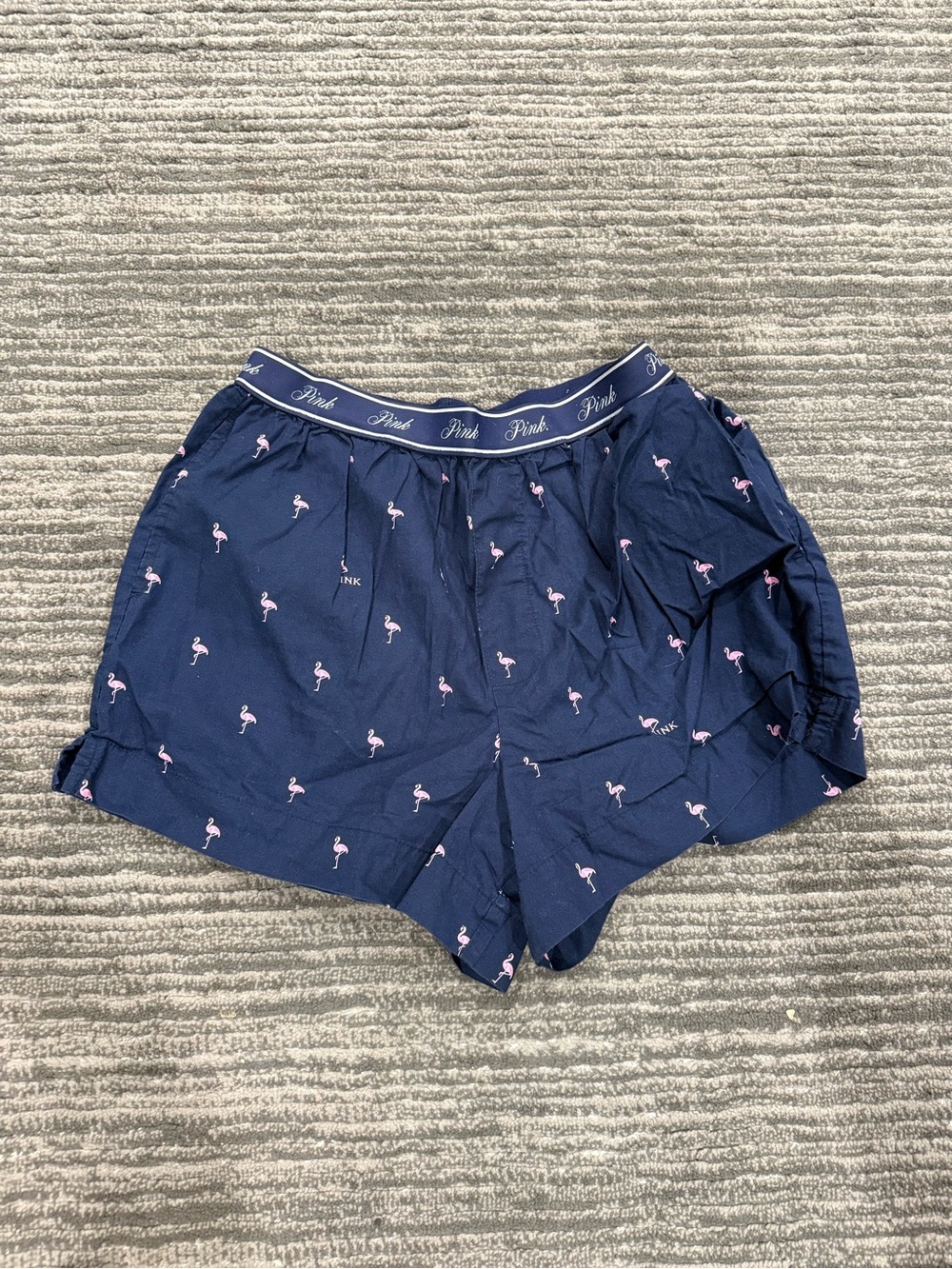 PINK Victoria's Secret Navy Shorts with Pink Flamingo Print